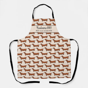 Funny Hot Dog BBQ Pattern Custom Chef Name Text Apron