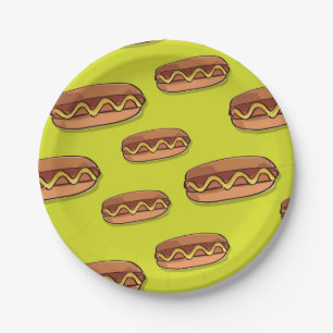 Funny Hot Dog Food Design Paper Plate