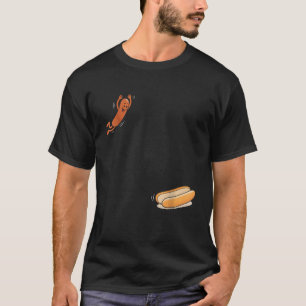 Funny Hot Dog Jumping Into Bun Sausage BBQ High T-Shirt