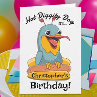 Funny Hot Dog Lover Cute Silly Bird In Bun + Name