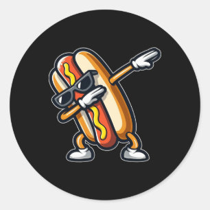 Funny Hot Dog Lover Hotdog Dab Dancing Foodie Kids Classic Round Sticker