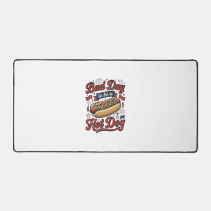 Funny Hot Dog Vintage Patriotic Food Shirt Design_ Desk Mat