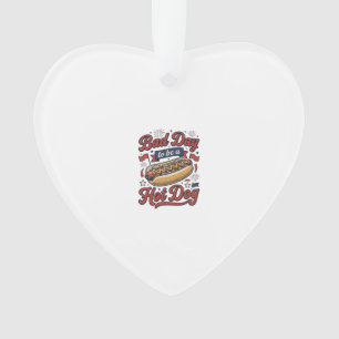 Funny Hot Dog Vintage Patriotic Food Shirt Design_ Ornament