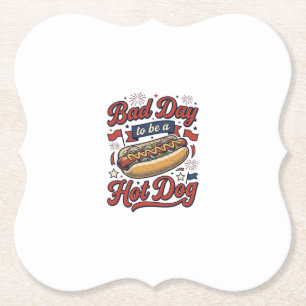 Funny Hot Dog Vintage Patriotic Food Shirt Design_ Paper Coaster