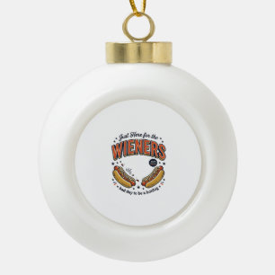 Funny Hot Dog Wiener Vintage Shirt Design_1 Ceramic Ball Christmas Ornament