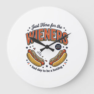Funny Hot Dog Wiener Vintage Shirt Design_1 Large Clock