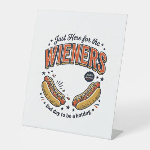 Funny Hot Dog Wiener Vintage Shirt Design_1 Pedestal Sign