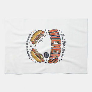 Funny Hot Dog Wiener Vintage Shirt Design_1 Tea Towel