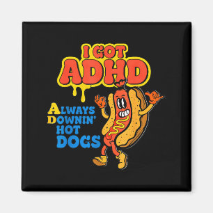 Funny Hot Dogs Graphic Retro Vintage Style Humour Magnet