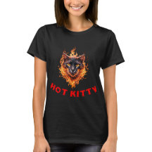 Funny Hot Kitty cat face in flames