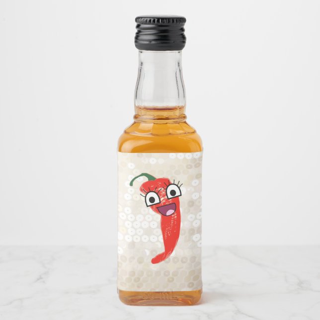 Funny Hot Pepper Liquor Bottle Label (Front)