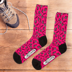 Funny Hot Pink Cute Kawaii Cat Lovers Socks