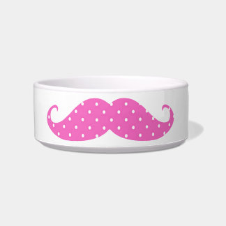 Funny Hot Pink Girly  Polka Dots Moustache Bowl