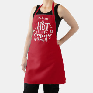 Funny Hot Stuff Typography Red Apron