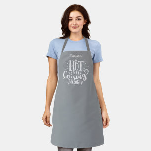 Funny Hot Stuff Typography  Ultimate Gray Apron