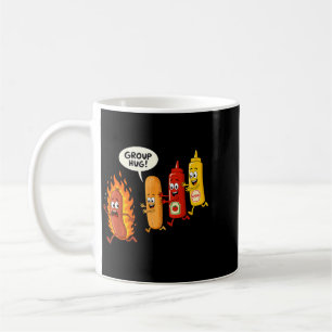 Funny Hotdog Group Hug Sausage Hot Dog Bun Chup Coffee Mug
