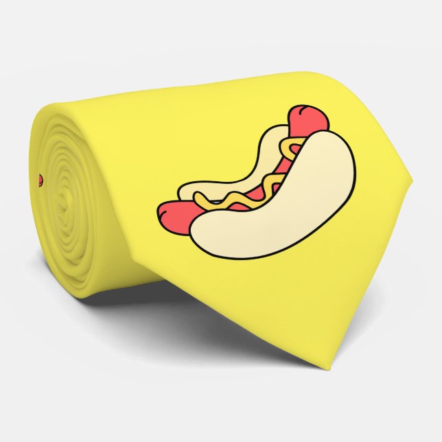 Funny Hotdog (Hot Dog) Tie with Customisable Colou (Rolled)