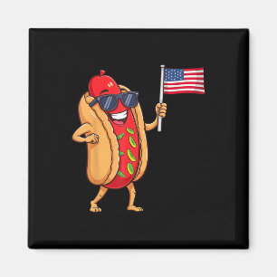 Funny Hotdog Patriotic Us America Flag 4th Of July Magnet