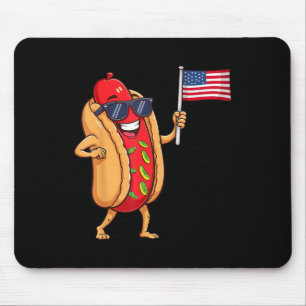 Funny Hotdog Patriotic Us America Flag 4th Of July Mouse Pad