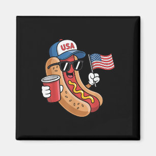 Funny Hotdog Patriotic Usa Flag 4th Of July Indepe Magnet