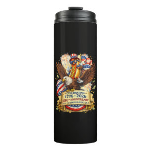 Funny Hotdog Riding Eagle 250th Anniversary USA Thermal Tumbler