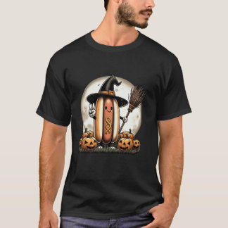 Funny Hotdog Witch Pumpkin Halloween Mens Womens K T-Shirt
