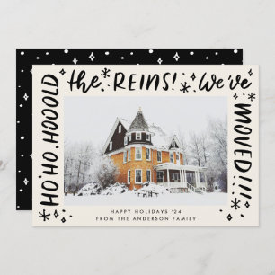 Funny House Moving Black Lettering Christmas Photo Holiday Card