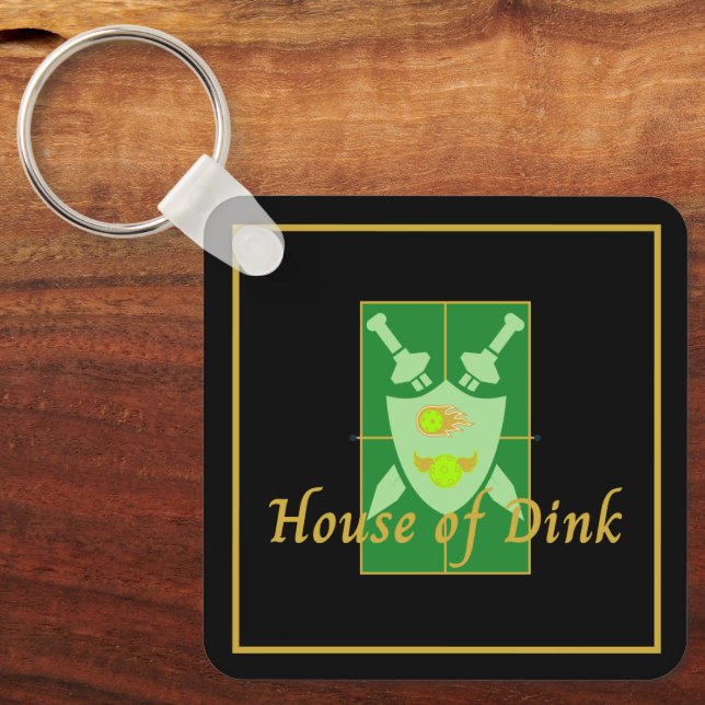 Funny House of Dink Pickleball Crest   Key Ring (Front)
