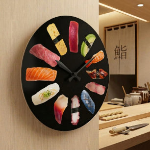 Funny House of Sushi Colourful Tasty Nigiri Sushi Large Clock