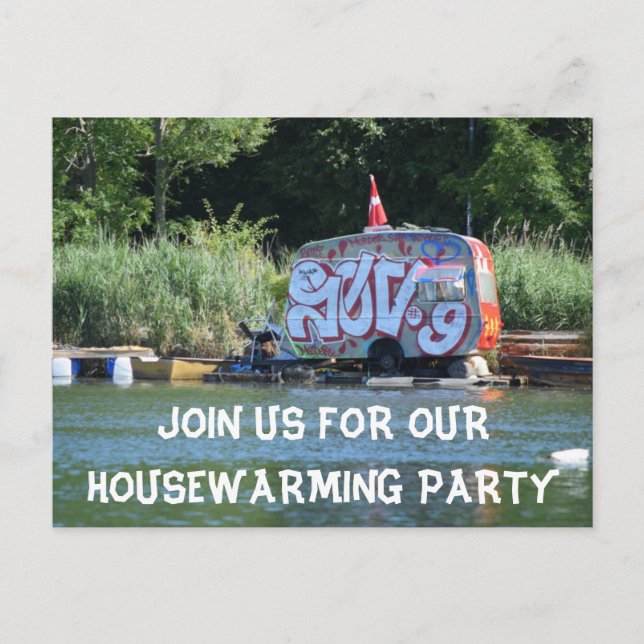 Funny House Warming Party Announcement Postcard (Front)