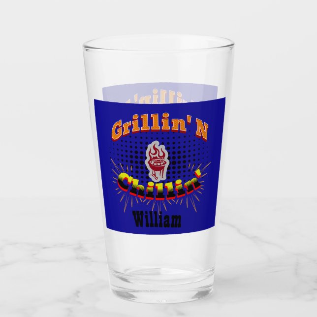 Funny Housewarming BBQ Bar and Grill Drinking Glass (Front)