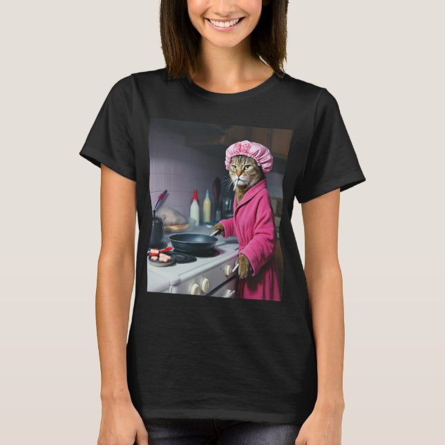 Funny Housewife Cat Meme Gen Z Brainrot T-Shirt (Front)