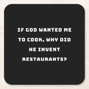 Funny Housewife Quote, I Hate Cooking Funny Square Paper Coaster