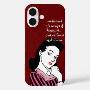 Funny Housework Concept iPhone 16 Case