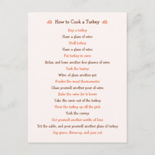 Funny How To Cook Turkey Thanksgiving Recipe Holiday Postcard