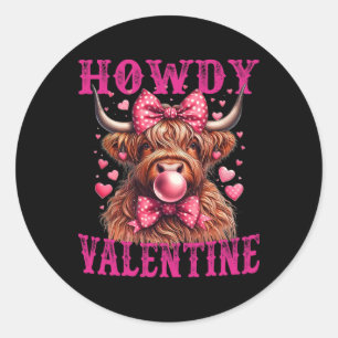 Funny Howdy Valentine Cow Western Cowgirl Cowboy Classic Round Sticker