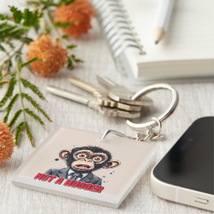 Funny hugger word art monkey key ring