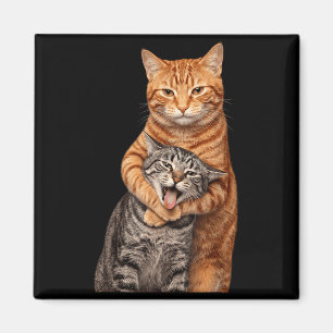 Funny Hugging Cats Meme Orange Cat Tight Embrace Magnet