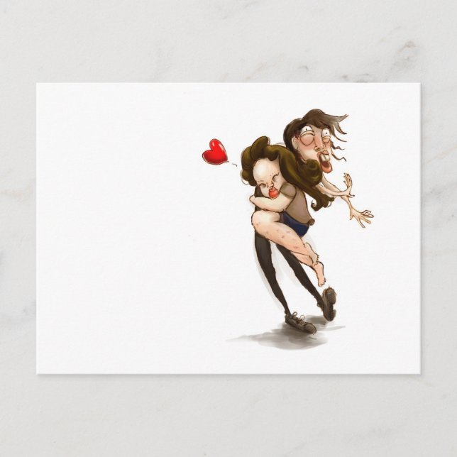 Funny hugging lover postcard (Front)