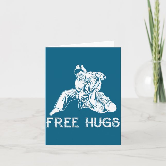 Funny Hugs Brazilian Jiu Jitsu Mma Bjj  Card (Front)
