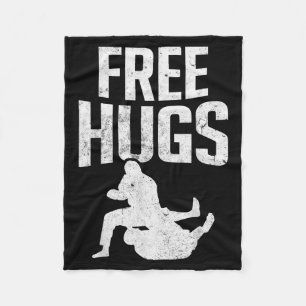 Funny Hugs of Jiu Jitsu Brazilian BJJ MMA Jujitsu Fleece Blanket