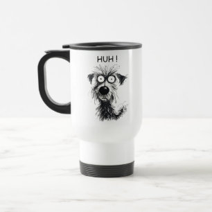 Funny HUH! Dog Sketch Travel Mug for Pet Lovers