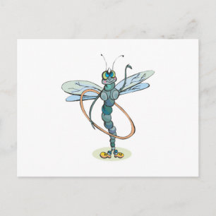 funny hula hoop dragonfly postcard
