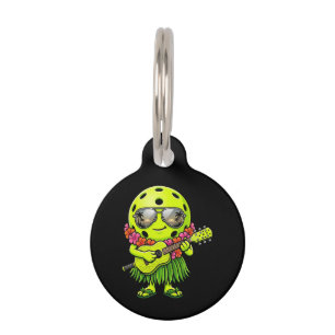 Funny Hula Pickleball Hawaiian Mascot Graphic Pet Tag