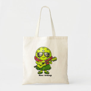 Funny Hula Pickleball Hawaiian Mascot Graphic Tote Bag