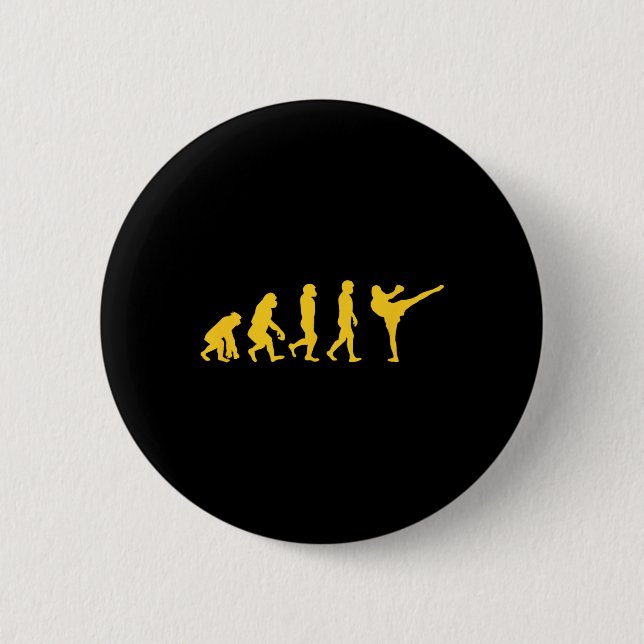 Funny Human Ape Gorilla Evolution Karate Boxing Ki 6 Cm Round Badge (Front)