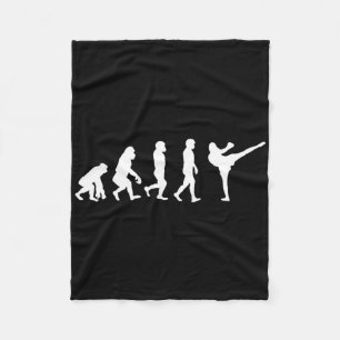 Funny Human Ape Gorilla Evolution Karate Boxing Ki Fleece Blanket