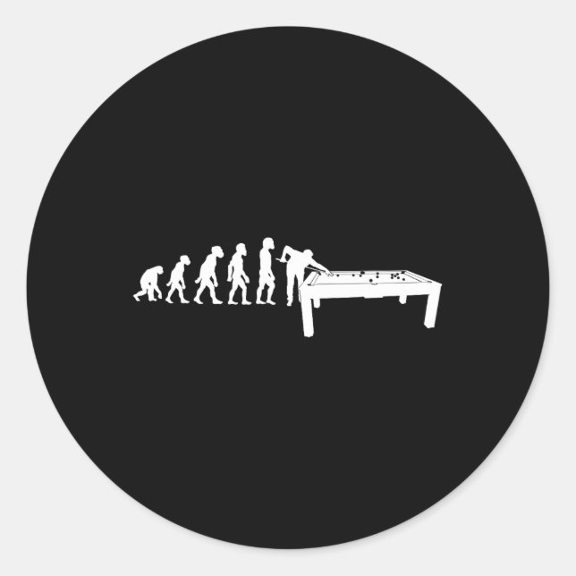 Funny Human Billiards Evolution 8 Ll Pool Cue Stic Classic Round Sticker (Front)