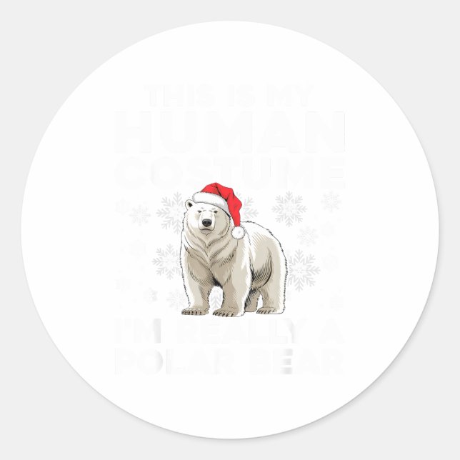 Funny Human Costume Lar Bear Christmas Lights Sant Classic Round Sticker (Front)