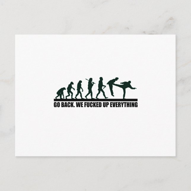 Funny Human Evolution Graphic Design Postcard (Front)